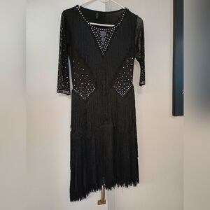 Black Long-Sleeved Rhythm Dress for Ballroom Dance